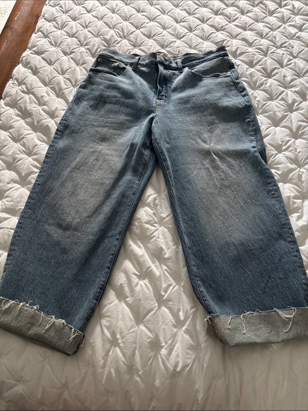 Madewell Light Blue Wide-Leg Rolled-Hem Jeans